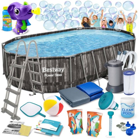 Basen ogrodowy stelażowy 610 x 366 x 122 cm 18w1 Bestway 5611R