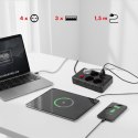 MACLEAN LISTWA ZASILAJĄCA, PRZEDŁUŻACZ 4 GNIAZDA + 3XUSB, 110-240V AC 50/60HZ, 2.1A MAX 2500W, 1,5M, CZARNA MCE392 B
