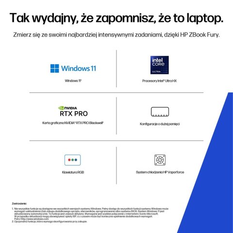 HP ZBook Fury G1i 18 Ultra 7 265HX vPro 18.0"WQXGA IPS 500nits 165Hz AG 32GB DDR5 5600 SSD1TB RTX Pro 3000_12GB Cam IR 5 Mpx AI 