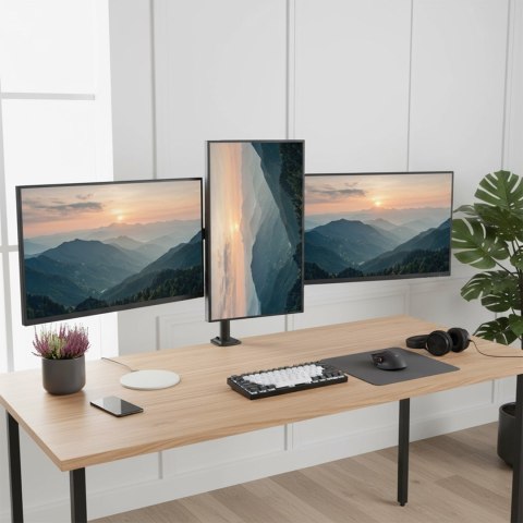 MACLEAN UCHWYT NA 3 MONITORY, SPRĘŻYNA GAZOWA, 17"-27", 2-8KG, CZARNY MC-137