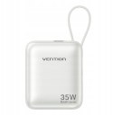 Powerbank Vention 10000mAh 35W PD z wbudowanym kablem USB-C beżowy