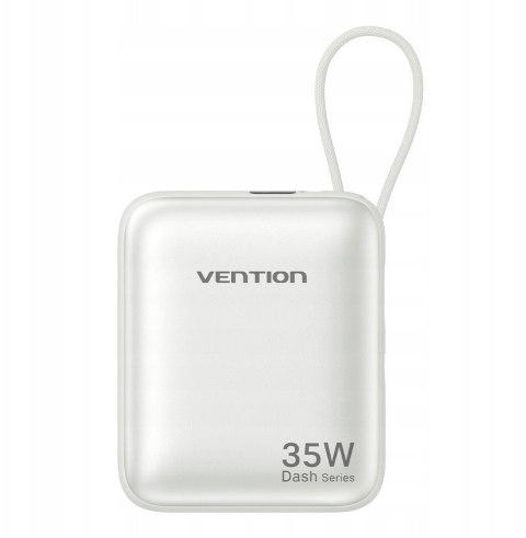 Powerbank Vention 10000mAh 35W PD z wbudowanym kablem USB-C beżowy