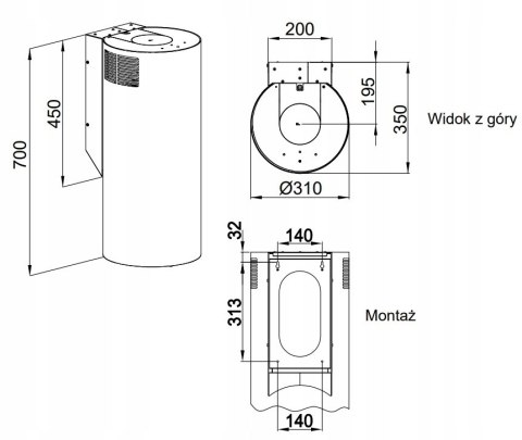 Okap MAAN Elba WPB 731 złoty piaskowy (WYPRZEDAŻ)