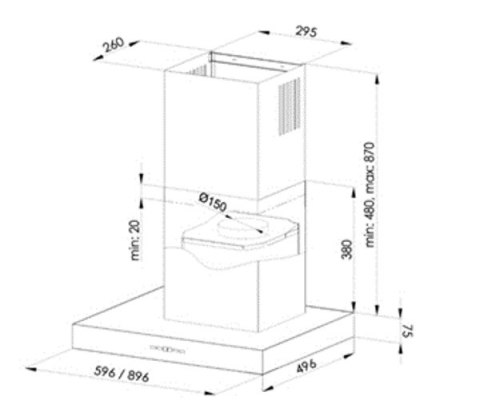 Okap przyścienny MAAN Komoda Neo 60 czarny (WYPRZEDAŻ)