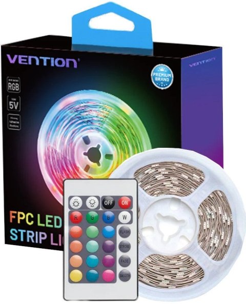 Taśma świetlna Vention RGB FPC LED z pilotem IR zasilanie USB 5V 5m