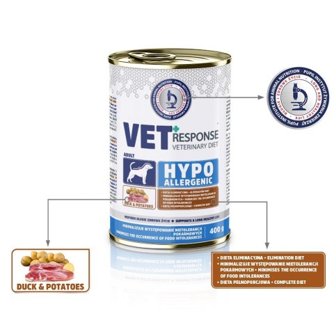 VET RESPONSE Hypoallergenic kaczkakarma dla psa400g