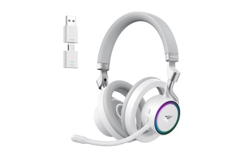 Otwarte słuchawki gamingowe bezprzewodowe Havit Fuxi-H8 (białe)