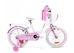 ROWEREK DZIECIĘCY ROWER DLA DZIEWCZYNKI RÓŻOWY 16 CALI KOSZYK + PROWADNIK