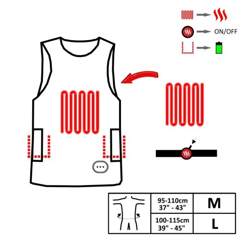 GLOVII WODOODPORNA, OGRZEWANA KAMIZELKA DO NURKOWANIA, W ZESTAWIE Z DWIEMA BATERIAMI I PILOTEM GMV2L