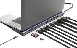 MANHATTAN Stacja dokująca 12-w-1 4K 1xHDMI 2xDP 3xUSB-A