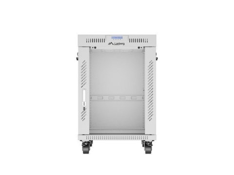 Szafa instalacyjna rack stojąca 19" 15U 600x800 szara drzwi szklane LCD Lanberg (Flat Pack) V2