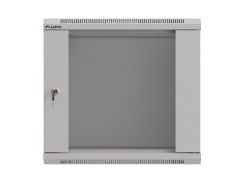 Szafa instalacyjna rack wisząca 19" 9U 540x350 szara drzwi przeszklone LANBERG (FLAT PACK)