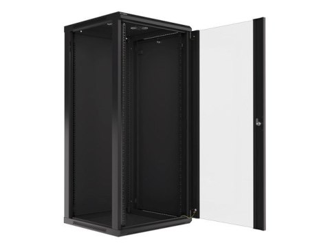 Szafa jednosekcyjna Lanberg WF01-6627-10B (27U; 1300mm / 600mm / 600 mm; wisząca; Szklane; 19''; kolor czarny)