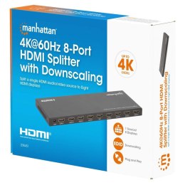 MANHATTAN 4K60Hz 8-portowy rozdzielacz HDMI ze skalowaniem w dół