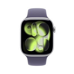 Zegarek Apple Watch Series 11 GPS 46mm Srebrna aluminiowa koperta z fioletowym paskiem sportowym Fog - S/M