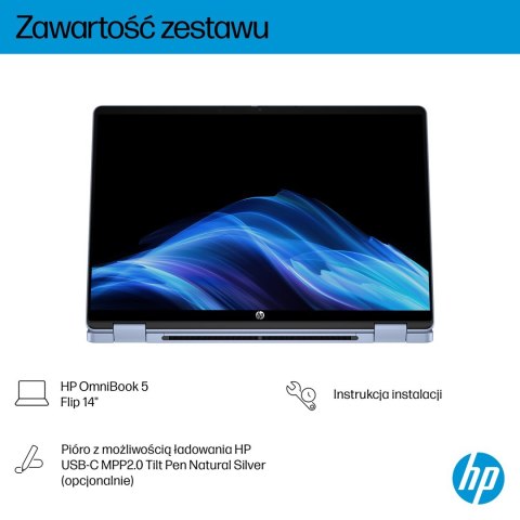 HP OmniBook 5 Flip 14-fp0004nw Core 5 120U 14"2K Touch IPS 300nits 16GB LPDDR5 5200 SSD512 Intel Graphics Cam 1080p 68Wh Win11 B