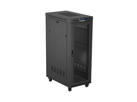 Szafa instalacyjna rack stojąca 19" 32U 600x1000 czarna drzwi perforowane LCD Lanberg (Flat Pack)