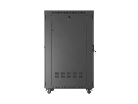 Szafa instalacyjna rack stojąca 19" 32U 600x1000 czarna drzwi perforowane LCD Lanberg (Flat Pack)