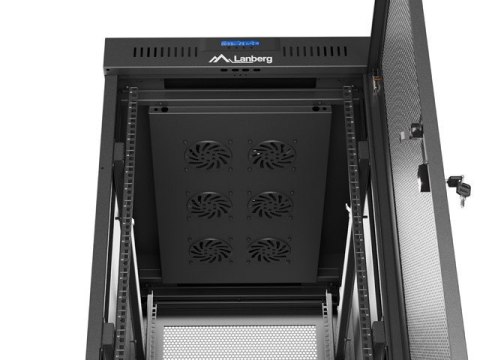 Szafa instalacyjna rack stojąca 19" 32U 600x1000 czarna drzwi perforowane LCD Lanberg (Flat Pack)