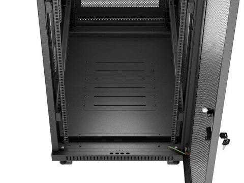 Szafa instalacyjna rack stojąca 19" 32U 600x1000 czarna drzwi perforowane LCD Lanberg (Flat Pack)
