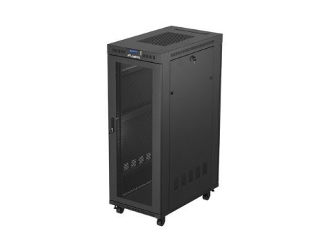 Szafa instalacyjna rack stojąca 19" 32U 600x1000 czarna drzwi perforowane LCD Lanberg (Flat Pack)