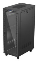 Szafa instalacyjna rack stojąca 19" 32U 600x1000 czarna drzwi przeszklone LCD Lanberg (flat pack)