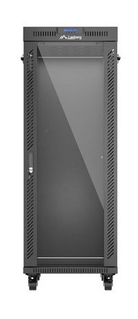 Szafa instalacyjna rack stojąca 19" 32U 600x1000 czarna drzwi przeszklone LCD Lanberg (flat pack)