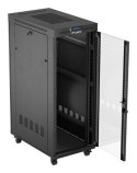 Szafa instalacyjna rack stojąca 19" 32U 600x1000 czarna drzwi przeszklone LCD Lanberg (flat pack)