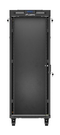 Szafa instalacyjna rack stojąca 19" 32U 600x1000 czarna drzwi przeszklone LCD Lanberg (flat pack)