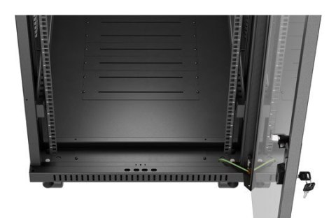 Szafa instalacyjna rack stojąca 19" 32U 600x1000 czarna drzwi przeszklone LCD Lanberg (flat pack)