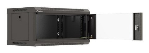 Szafa instalacyjna rack wisząca 19" 4U 540x350 czarna drzwi przeszklone LANBERG (flat pack)