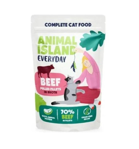 ANIMAL ISLAND wołowina w rosole karma dla kota monopak 40x85g