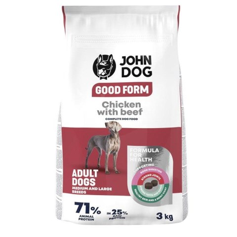 John Dog GOOD FORM Ś/D RASY kurczak z wołowiną Karma sucha dla psa 3kg
