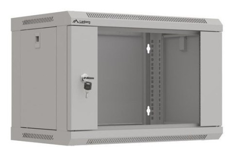 Szafa instalacyjna rack wisząca 19" 6U 540x350 szara drzwi przeszklone Lanberg (Flat Pack)