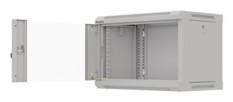 Szafa instalacyjna rack wisząca 19" 6U 540x350 szara drzwi przeszklone Lanberg (Flat Pack)