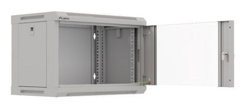 Szafa instalacyjna rack wisząca 19" 6U 540x350 szara drzwi przeszklone Lanberg (Flat Pack)