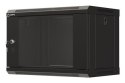 Szafa instalacyjna rack wisząca 19" 6U 540x350 czarna drzwi przeszklone LANBERG (Flat Pack)