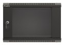Szafa instalacyjna rack wisząca 19" 6U 540x350 czarna drzwi przeszklone LANBERG (Flat Pack)