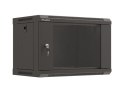 Szafa instalacyjna rack wisząca 19" 6U 540x350 czarna drzwi przeszklone LANBERG (Flat Pack)