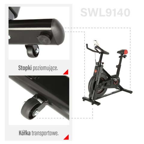 SWL9140 ROWER STACJONARNY SPINNINGOWY Z OPOREM MECHANICZNYM HMS