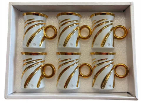 Filiżanki do espresso szklane złote 6 szt zestaw Eisenbach czarne białe premium prezent