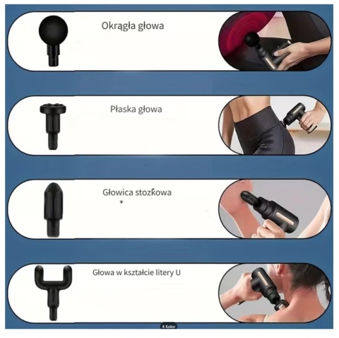 Pistolet do masażu mięśni Massage Gun 4 końcówki 6 trybów