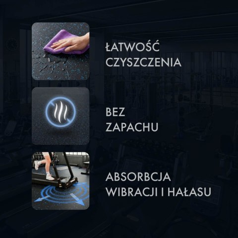 POS15 PODŁOGA GUMOWA POD SPRZĘT FITNESS BLACK/BLUE II GATUNEK