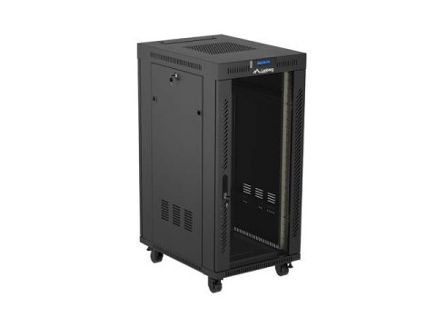 LANBERG SZAFA INSTALACYJNA RACK STOJĄCA 19" 24U 600X800 CZARNA DRZWI PRZESZKLONE LCD (FLAT PACK) V2