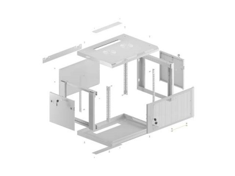 LANBERG SZAFA INSTALACYJNA RACK WISZĄCA 19" 9U 600X600 SZARA DRZWI PERFOROWANE (FLAT PACK)