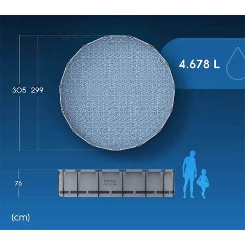 Basen ogrodowy stelażowy 305 x 76 cm zestaw 9w1 Bestway 56408