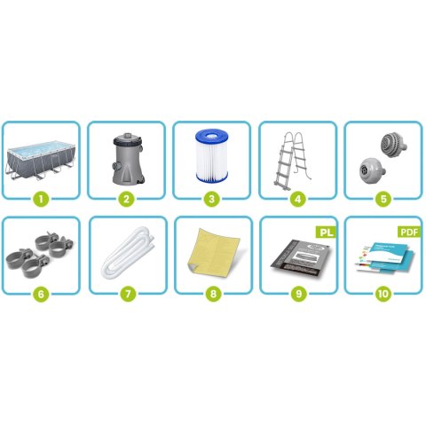 Basen ogrodowy stelażowy 412 x 201 x 122 cm 11w1 Bestway 56722