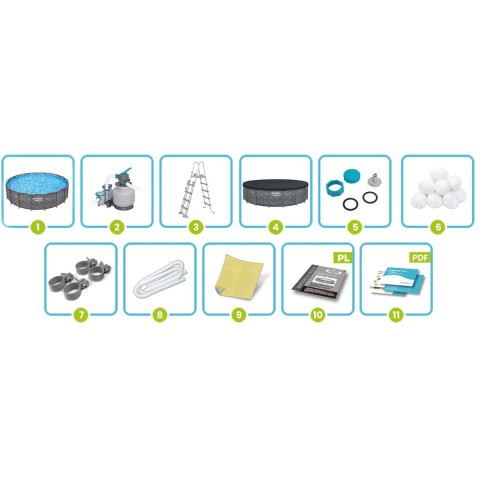 Basen ogrodowy stelażowy 549 x 132 cm 11w1 Bestway 561KC