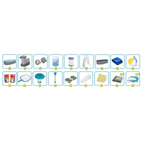 Basen ogrodowy stelażowy 549 x 274 x 122 cm 17w1 Bestway 56710