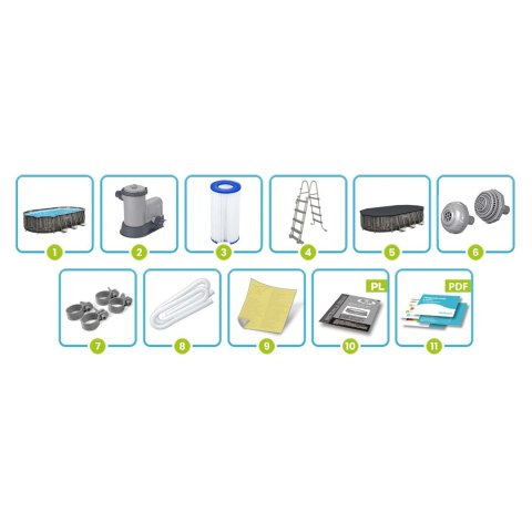 Basen ogrodowy stelażowy 610 x 366 x 122 cm 12w1 Bestway 5611R